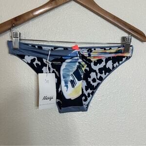 Maaji blue abstract leaf reversible bikini bottom only NEW SMALL